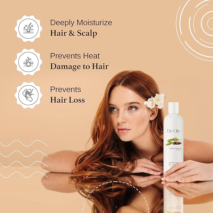 | Golden Jojoba Oil | 100% Pure & Natural | Face, Hair and Body | Cold Pressed | Soap Making & Massage | Carrier Oils | 8fl. oz. (236mL)