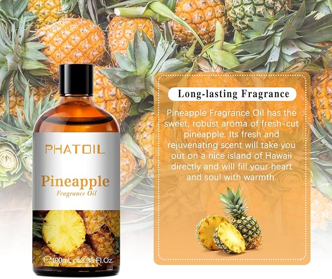 3.38FL.OZ Pineapple Fragrance Oils for Aromatherapy, Essential Oils for Diffusers for Home, Perfect for Diffuser, Yoga, Skin Care, DIY Candle and Soap Making - 100ml