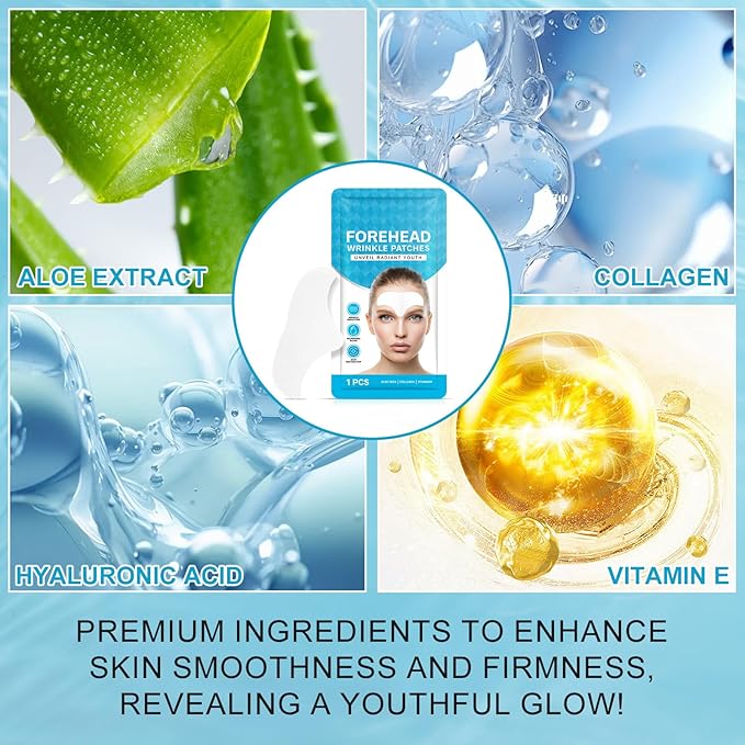 Forehead Wrinkle Patches 12pcs, Forehead Wrinkles Treatment, Overnight Face Wrinkles Patches for Women, Smooth and Soften Forehead Wrinkles & Lines,with Collagen, Aloe Vera,Vitaminer