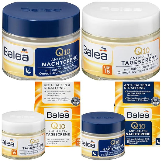 Balea Q10 Anti-wrinkle Day Cream+Night Cream VitaminE Cream Reduce wrinkles fine lines SkinCare regeneration cream Vegan