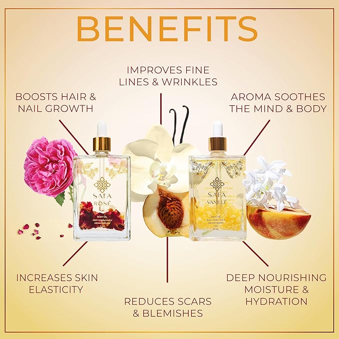 Rosillé- Rosé and Vanillé Oil for Skin, Face, Hair, Nails, and Aromatherapy