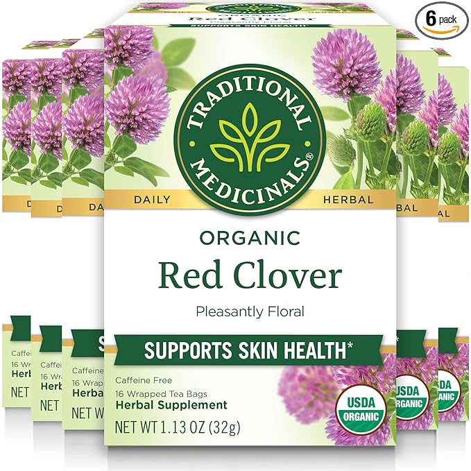 Traditional Medicinals Organic Red Clover Herbal Tea, 16 Count (Pack of 6)