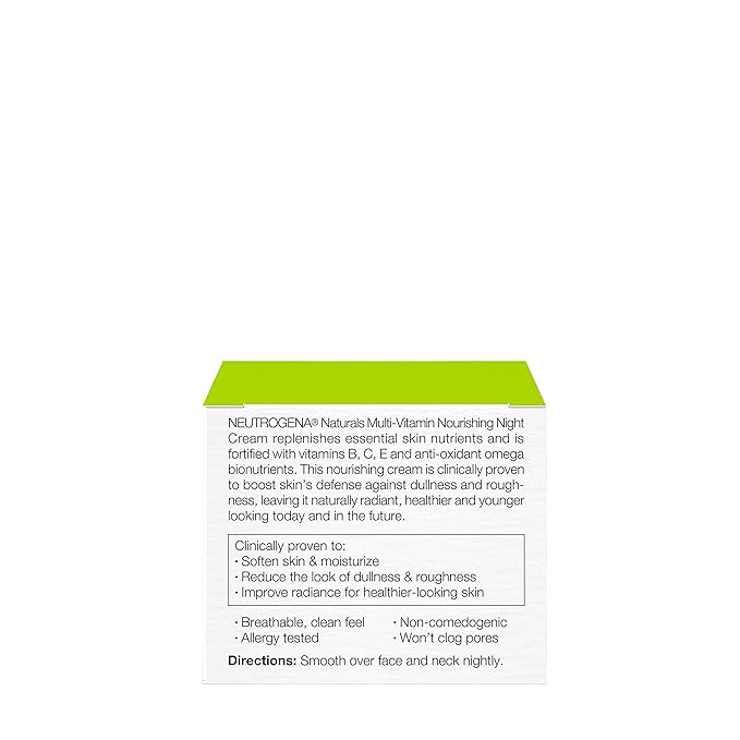 Neutrogena Naturals Multi-Vitamin Moisturizing & Nourishing Night Face Cream with Antioxidant Bionutrients & Vitamins B, C & E, Non-Comedogenic & Sulfate-, Paraben-, Phthalate- & Dye-Free, 1.7 oz