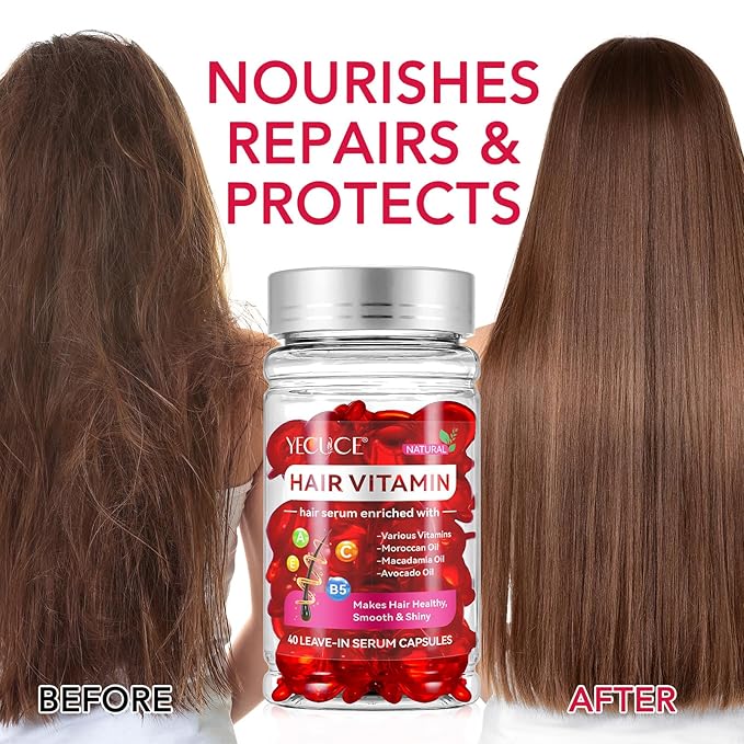 Hair Treatment Serum,Hair Capsules for Hair Growth and Moisturizing with Vitamin A C E Pro B5, Conditioner for Women & Men 40P