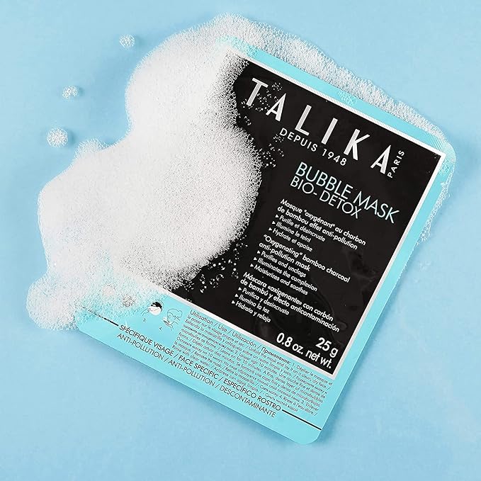 Talika Bubble Mask Bio Detox - Oxygenation & Anti-Pollution Face Mask - Foaming Action Microbubble Detox Mask - Purifying & Protecting Beauty Sheet Mask