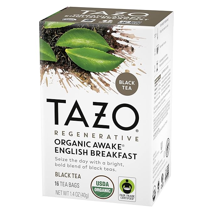TAZO Organic Awake English Breakfast Black Tea Bags, 96 Total Tea Bags (16ct - Pack of 6)