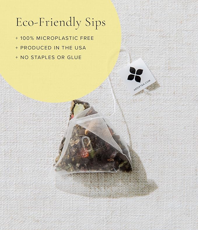 Art of Tea | Organic Egyptian Chamomile Tea Bags - Caffeine Free Herbal Tea | 50 Eco Friendly Pyramid Tea Bag Sachets