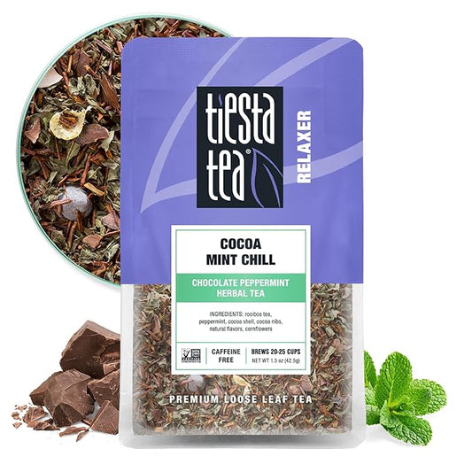 Tiesta Tea - Cocoa Mint Chill | Loose Leaf | Chocolate Peppermint Herbal Blend | Non-Caffeinated Rooibos | Brew Hot or Iced | Makes Up to 25 Cups | 1.5 Ounce
