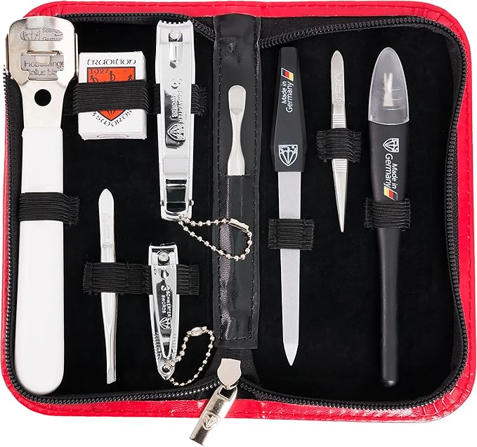 3 Swords Germany - Brand Quality 9-Piece Pedicure kit Set - Callus Remover and Nail Care Tools - Made in Solingen/Germany