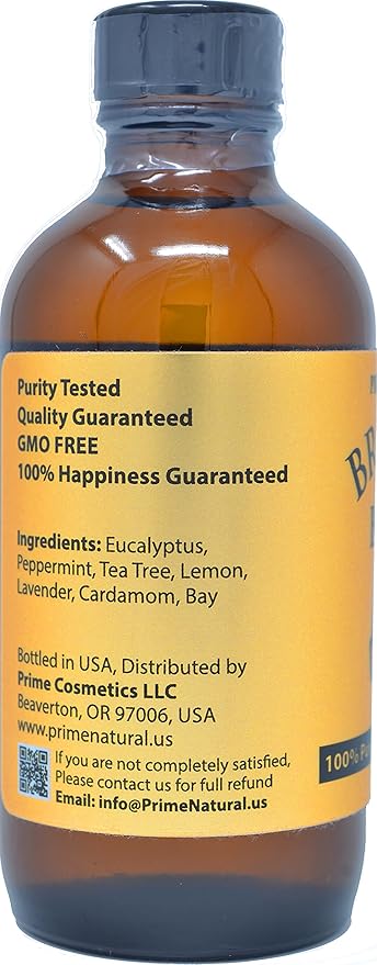 Prime Natural Breathe Essential Oil Blend 4oz - Pure, Undiluted Therapeutic Grade for Aromatherapy, Scents & Diffuser - Sinus Relief, Allergy, Congestion, Cold, Cough, Headache