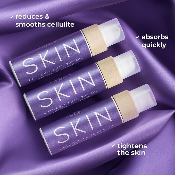 COCOSOLIS SKIN Anti-Cellulite Massage Oil | Organic Oil for Skin Tightening Cellulite Treatment | Corrects “Orange Peel” Skin | Natural Ingredients & Vitamin E (110 ml)