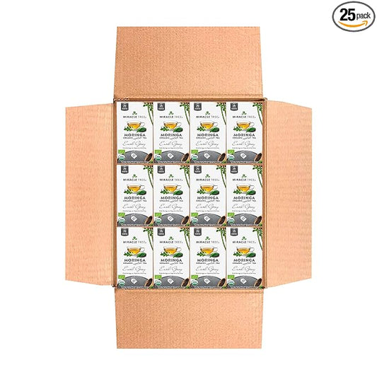 Miracle Tree - 12 Count of Organic Moringa Superfood Tea, 25 Individually Sealed Tea Bags, Earl Grey (Keto, Detox, Energy/Immunity Booster, Vegan, Gluten-Free, Organic, Non-GMO, Caffeine-Free)