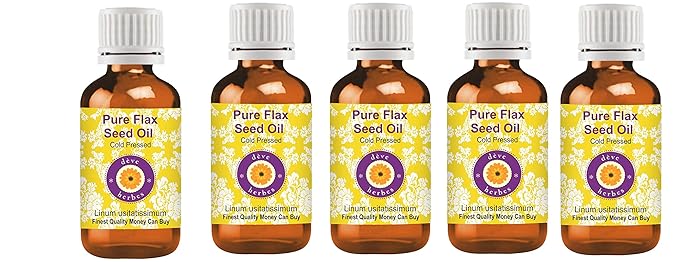 dève herbes Pure Flax Seed Oil (Linum usitatissimum) Cold Pressed (Pack of five) 100ml X 5 (16.9 oz)