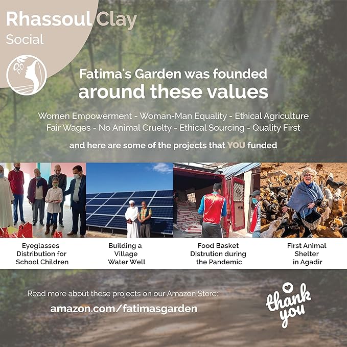 Fatima's Garden Rhassoul Clay with Argan & Eucalyptus - Detox & Soften, 1Kg