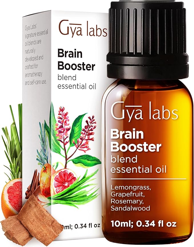 Gya Labs Brain Booster Essential Oil Blend - 100% Pure Natural, Grounding & Clarifying (0.34 Fl Oz)