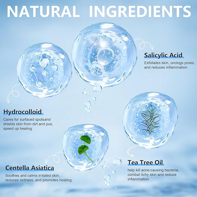 Pimple stars Patches for Face,2packs 4 Size 320 Counts Acne Patches, Hydrocolloid Patches for Covering Zits and Blemishes, Spot Stickers with Salicylic Acid, Tea Tree Oil