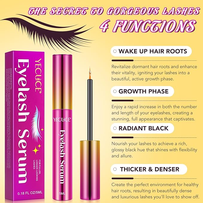 Eyelash Growth Serum - Eyelash Serum to Grow Lashes, Lash Serum for Eyelash Growth to Boost Thicker, Fuller, and Longer Lashes, Eye Lash Serum Growth for Women