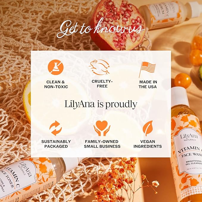 LilyAna Naturals Vitamin C Serum for Face - Face Serum with Hyaluronic Acid and Vitamin E, Anti Aging Serum, Reduces Age Spots and Sun Damage, Promotes Collagen and Elastin (Double Pack)