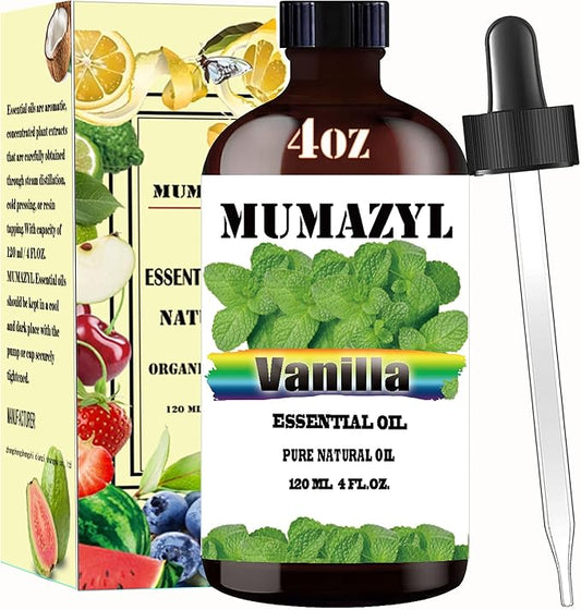 Vanilla Essential Oil, Vanilla Oil 4 Fl Oz 120ML for Diffuser Humidifier Yoga Cleaning DIY Candle Soap Making Essential Oils