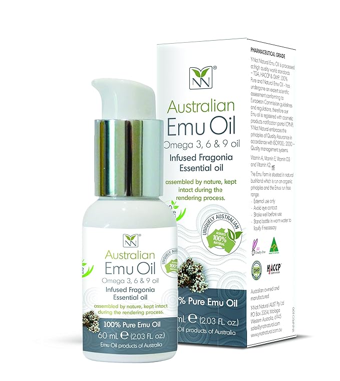 Y-Not Natural Ultra Pure Australian Emu Oil - Luxury Emu Oil 60mL - Free Range Aboriginal Omega 3, 6 & 9 Infused with Fragonia - The Ultimate Moisturizer for Skin, Hair, Nails, and Scalp