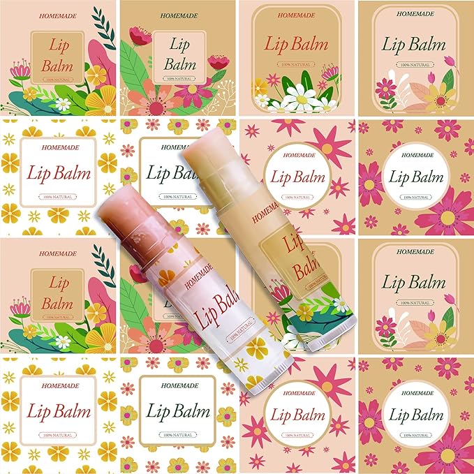 CRASPIRE Lip Balm Labels 80pcs Homemade Yellow）
