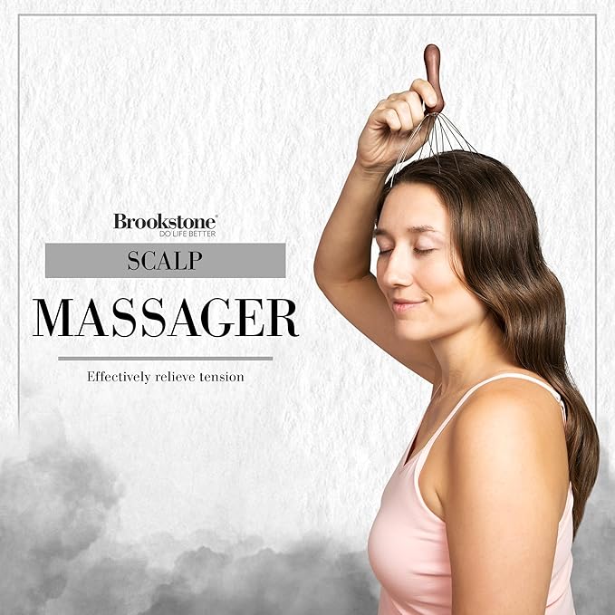 Brookstone Scalp Massager, Head Scratcher Massager Whisk, Relieve Tension and Stress in Your Head and Scalp