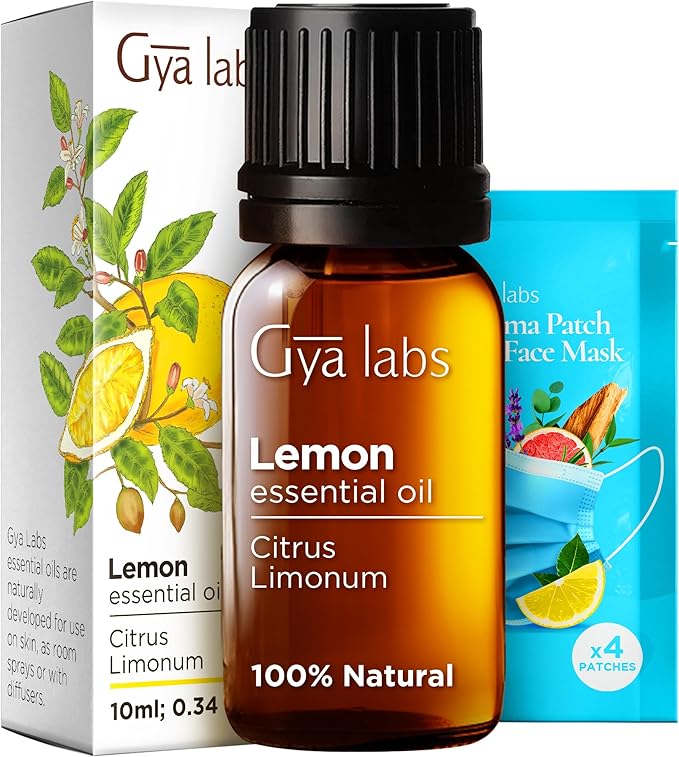 Gya Labs Lemon Essential Oil for Skin - 0.34 Fl Oz - 100% Pure Natural Lemon Oil for Diffuser, Cleaning, Refreshing Scent for Aromatherapy, DIY & Candle Making