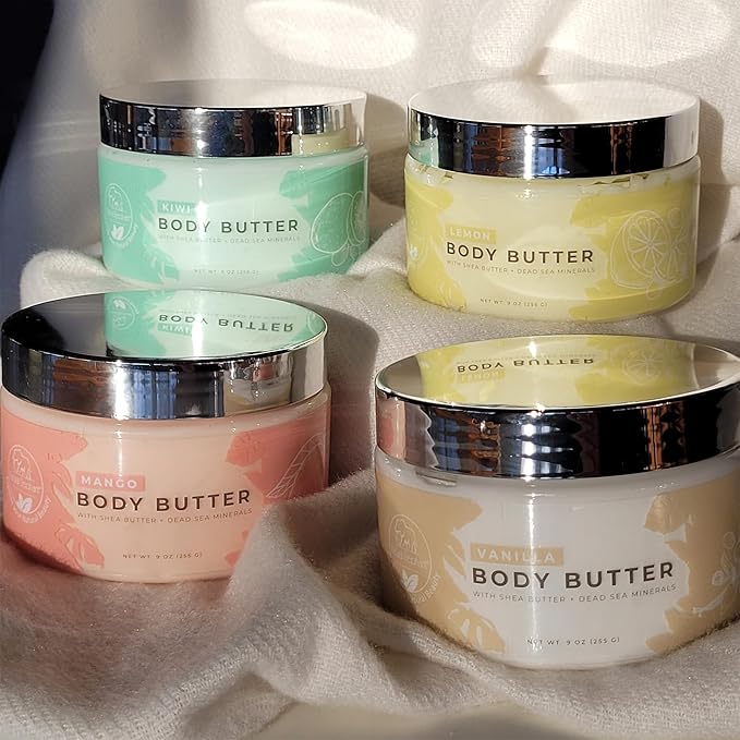 Natural Elephant Body Butter with Shea Butter, Dead Sea Minerals & Vitamin E - Luxurious Moisturizer, Hydrating Cream, Cruelty-Free, Paraben-Free, 9 oz (Kiwi)