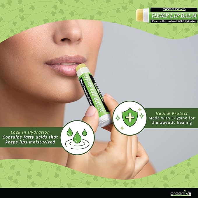 GreenIVe Hemp Lip Balm, Vegan, Omegas Hydrating