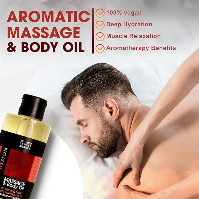 LOVE PLAY Massage Oil - Premium Massage and Body Oil for Massage Therapy - Vitamin E Infused - Essential Oil Blended 6.76 Fl Oz