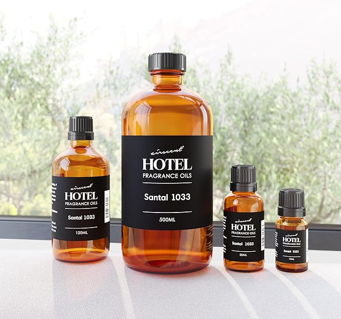 Santal Diffuser Oil No. 1033 - AirScent Santal-33-Inspired Perfume Dupe - Premium Fragrance Oil Blend - 30 mL, 1 fl oz Glass Bottle with Dropper Cap for Aromatherapy Diﬀusers and Humidifiers