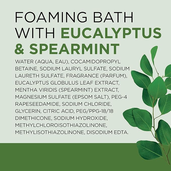 Dr Teal's Foaming Bath with Pure Epsom Salt, Relax & Relief with Eucalyptus & Spearmint, 34 fl oz (Pack of 2)