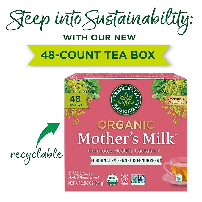 Traditional Medicinals Organic Mother's Milk Women's Tea, Promotes Healthy Lactation - 48 Tea Bags