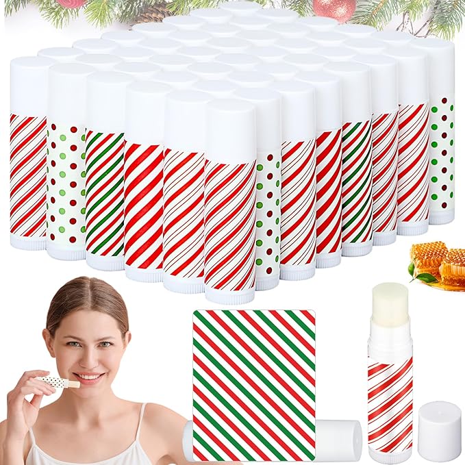 50 Pcs Christmas Peppermint Lip Balms Supplies