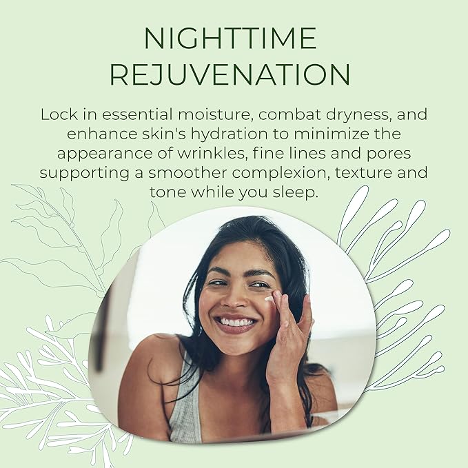 Kelp Tamanu Oil Night Cream Hydrating Face Moisturizer Reparative Skin Softening Skincare - Nighttime Anti Aging Facial Lotion for Women & Men - 1 Oz