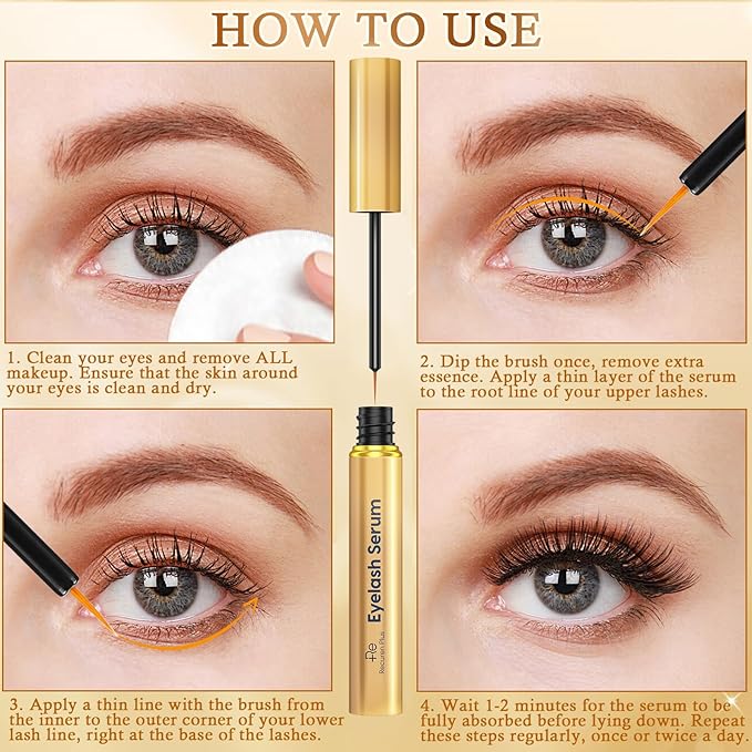 Premium Eyelash Growth Serum: Advanced Vegan Formula for Longer Thicker Lashes – Natural Safe Ingredients in 3ML
