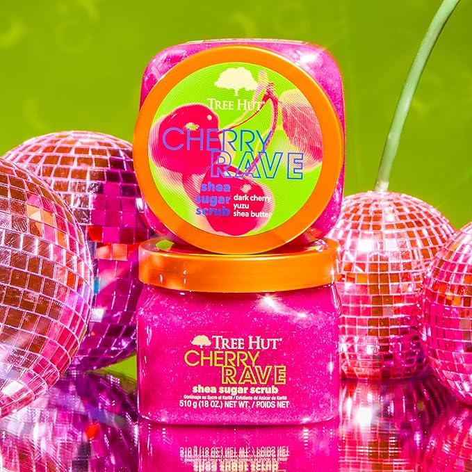 Tree Hut Cherry Rave Shea Sugar Scrub | Exfoliating Body Scrub Removes Dead, Dry Skin for a Soft & Hydrated Feel | Limited Edition Fall | Nourishing Essential Body Care | 18 fl oz.