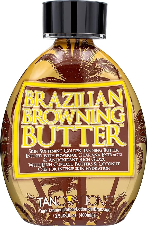 Ed Hardy Brazilian Browning Butter Dark Tanning Lotion - Skin Softening Golden Tanning Butter with Cupuacu Butters & Coconut Oils for Intense Skin Hydration 13.5 oz.