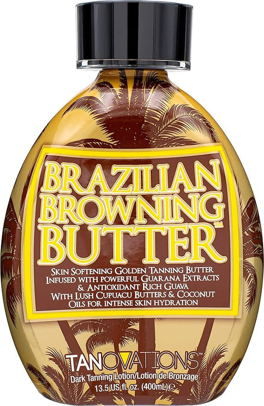 Ed Hardy Brazilian Browning Butter Dark Tanning Lotion - Skin Softening Golden Tanning Butter with Cupuacu Butters & Coconut Oils for Intense Skin Hydration 13.5 oz.