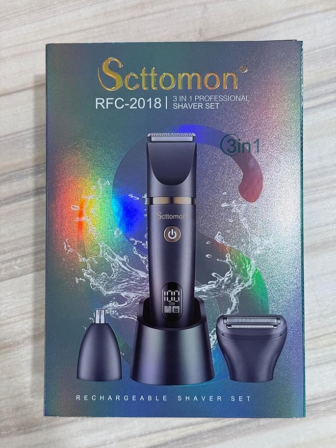 Body Trimmer for Men Ball Pubic Hair Trimmer Body Foil Shaver Razor Nose Ear Waterproof Wet Dry Groomer LED Display