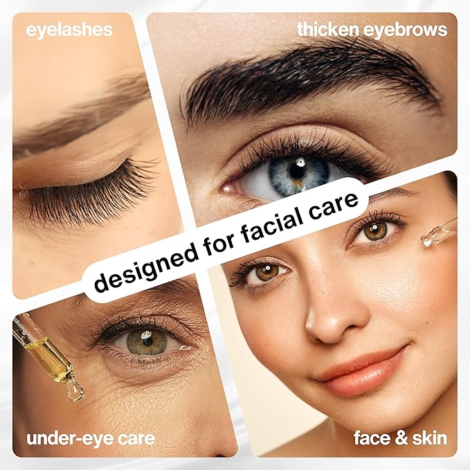 Organic Castor Oil For Face Moisturizer, Eyes, Eyelashes, Eyebrows, Wrinkles with Jojoba, Rosehip, Grapeseed, Squalane, Palmarosa, Bergamot and Vitamin E for Gentle Skin, Men & Women 1oz