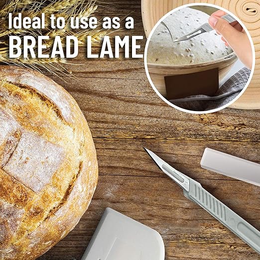 Disposable Scalpel #10 and #11 Scalpel Blades, Pack of 10 Dermaplaning Blades w. Plastic Handle, Carbon Steel Dermablade Blades Individually Wrapped 5x10 Blade and 5x11 Blade, Sterile