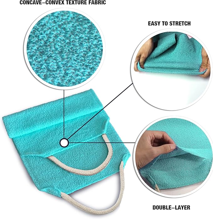 Evridwear Exfoliating Back Scrubber with Handles Two Sides for Body Shower Deep Cleans Skin Massages Invigorating Blood Circulation Men Women One Size (Angel Blue)