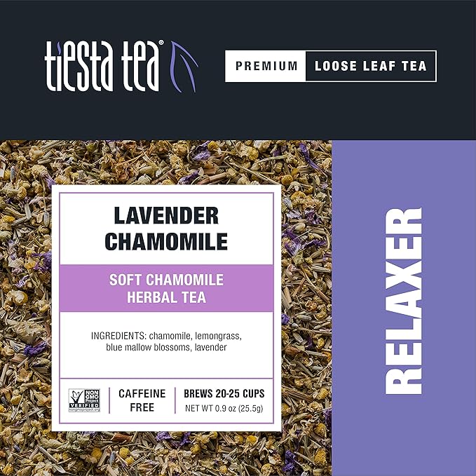 Tiesta Tea - Lavender Chamomile, Loose Leaf Soft Chamomile Herbal Tea, Non-Caffeinated, Hot & Iced Tea, 0.9 oz Pouch - 25 Cups, Natural, Stress Relief & Health Support, Herbal Tea Loose (Pack of 2)