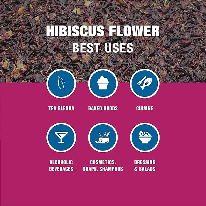 Tiesta Tea - Dried Hibiscus | Loose Leaf | Cut & Sifted Hibiscus Flower | Premium Blend | Non-Caffeinated | Make Hot or Iced & Brews Up to 200 Cups | 16 Ounce Resealable Bulk Pouch