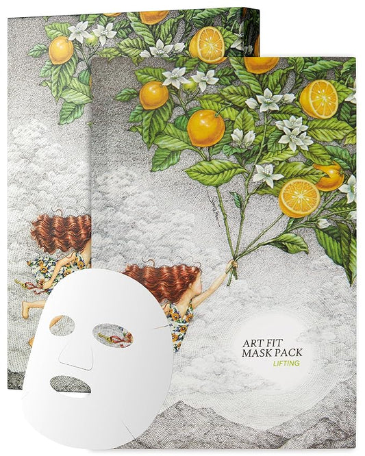 Art Fit Moisture Lifting Mask Sheet - Korean Panthenol & Cica Elasiticity Facial Mask for Dry Skin - Bouncy & Glow Skin - Aroma Theraphy Skincare - 5 sheets
