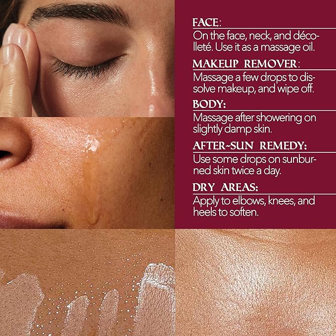 Natural Multipurpose Oil, Hydrating After-Shower Oil & Face Moisturizer, Nail Care with Apricot, Sweet Almond, Olive, and Vitamin E Oils, Skincare for Dry Skin