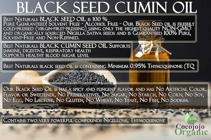 cocojojo 32 ounce Black Cumin Oil - Cold Pressed Pure Natural Black Seed Kalonji Oil Hair Beard Face Lips Joint