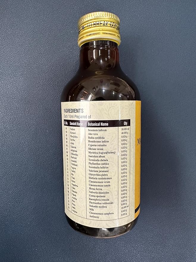 Manjisthadi Oil Tailam Remedies for Headache, Skin, Relaxing 6.76 Fl Oz