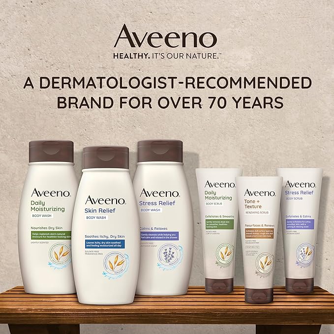 Aveeno Daily Moisturizing Body Scrub, Exfoliating Body Wash for Smoother, Healthier Looking Skin, Soothing Prebiotic Oat Formula, Sulfate-Free, Soap-Free & Dye-Free, 8 oz